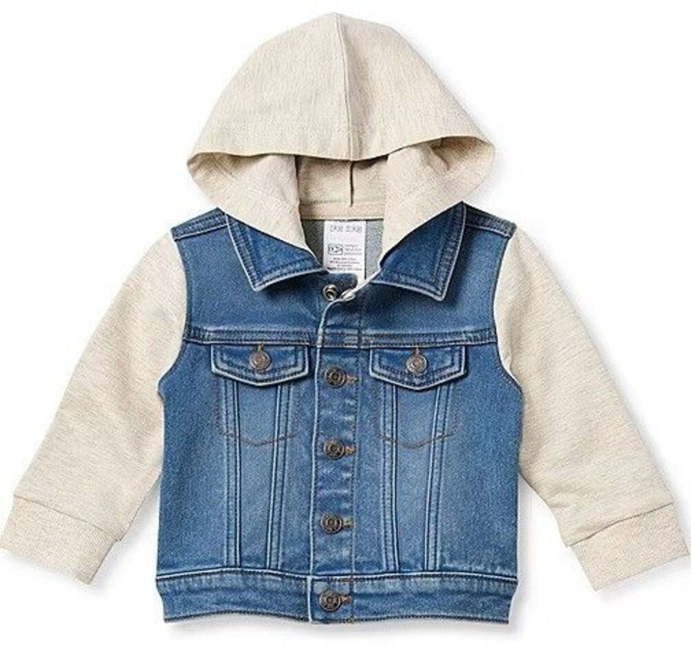 Okie Dokie Baby Unisex Lightweight L/S Hooded Shirt w Denim Jacket 24 Months NWT
